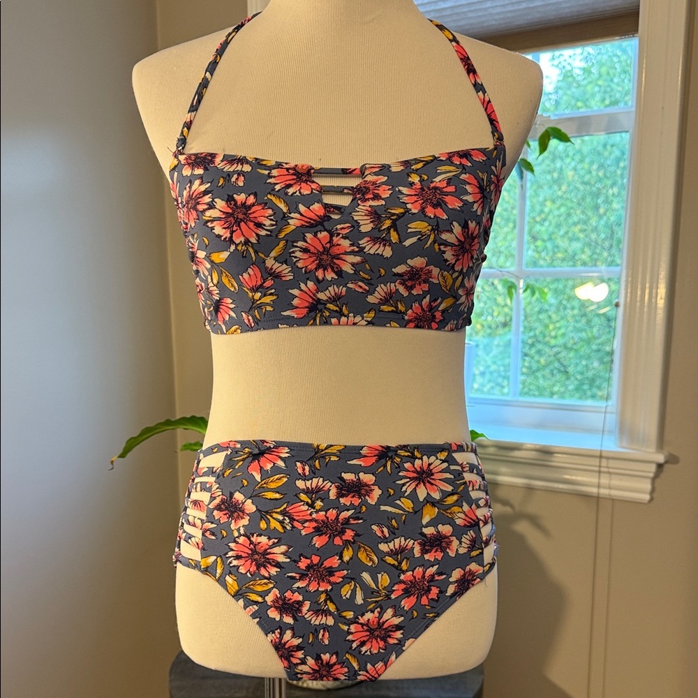 Xhilaration Floral Bikini - Blue and Pink